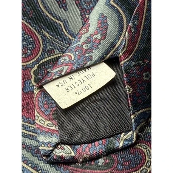 Paisley Silk Blend Neck Tie‎ Burgundy Blue Gray Formal Business - Picture 4 of 8